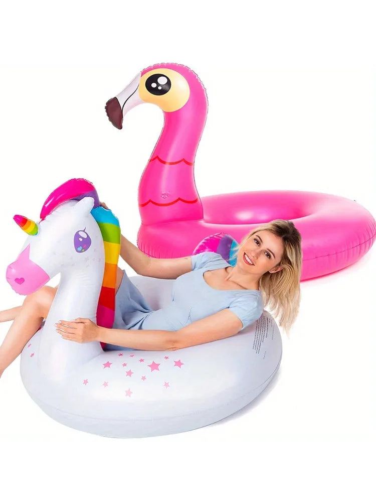 Joyfy Dual Pack Flamingo Unicorn Pool Floats for Kids