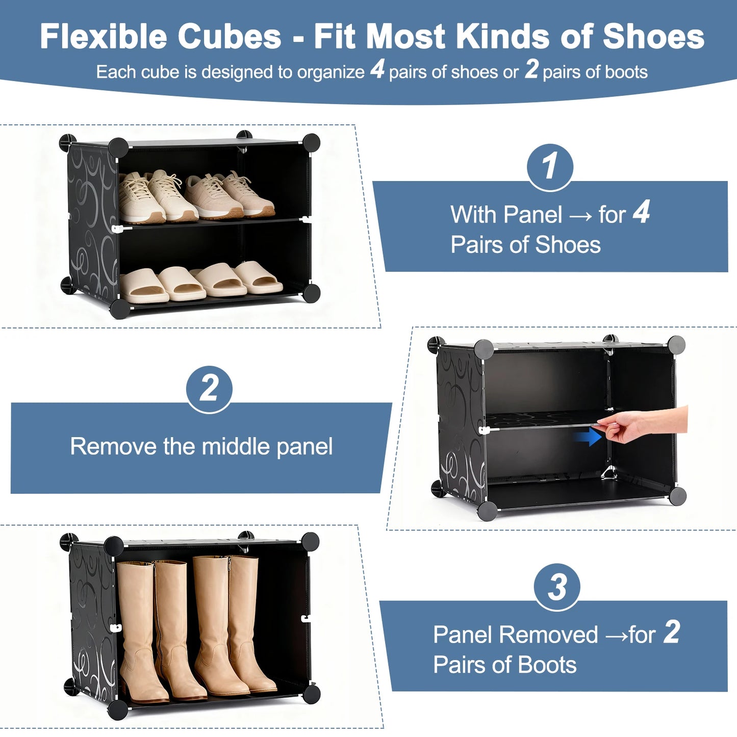 JHK 6-Tier Plastic Stackable Shoe Storage Cabinet With Door