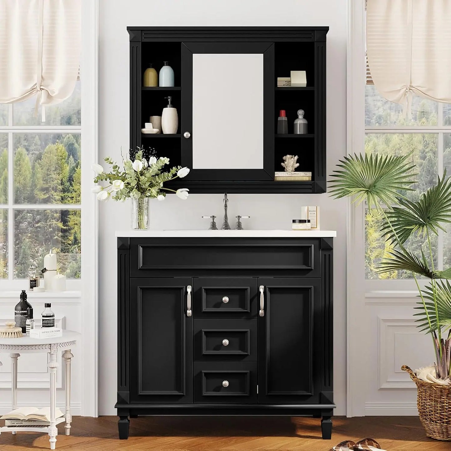 ZHUXIANG Freestanding Bathroom Vanity Medicine Cabinet