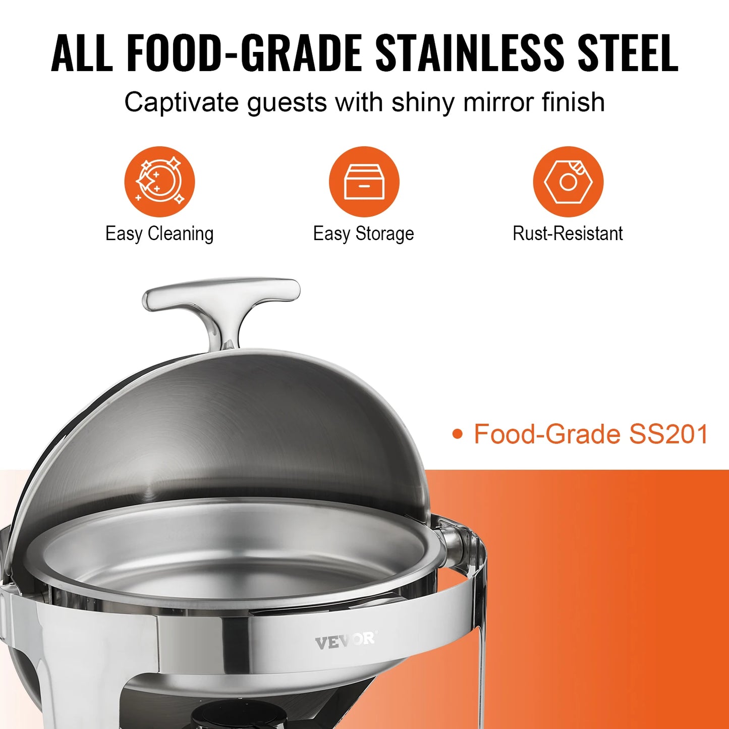 SucceBuy Roll Top Chafing Dish Buffet Set Stainless Steel Chafer