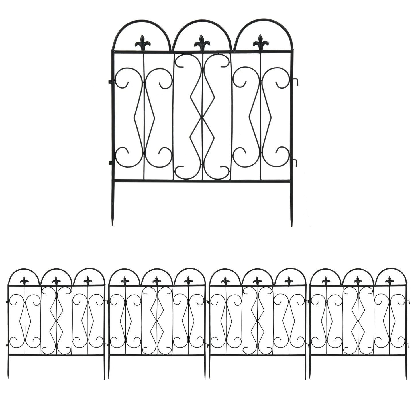 Outdoor Rustproof Metal Garden Border Fence 5 Piece Set
