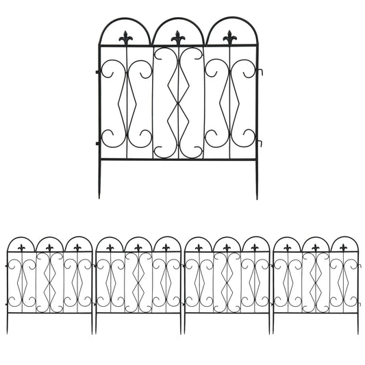 Outdoor Rustproof Metal Garden Border Fence 5 Piece Set