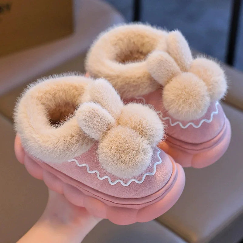Kids Winter Cotton Slippers Slip On Soft Non Slip Soles