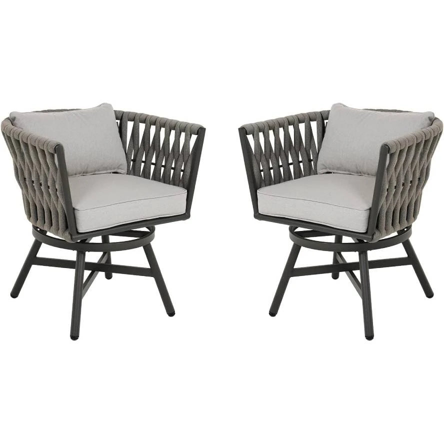 Grand Patio Swivel Rope Wicker Chairs Set with Cushions