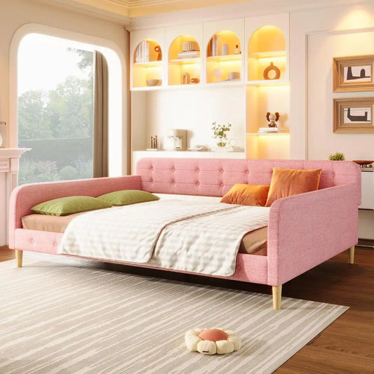 Merax Linen Daybed Upholstered With Four Legs