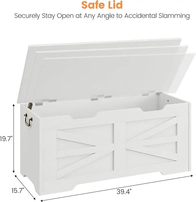 HiMISS Storage Chest Toy Box With Safety Hinge For Kids