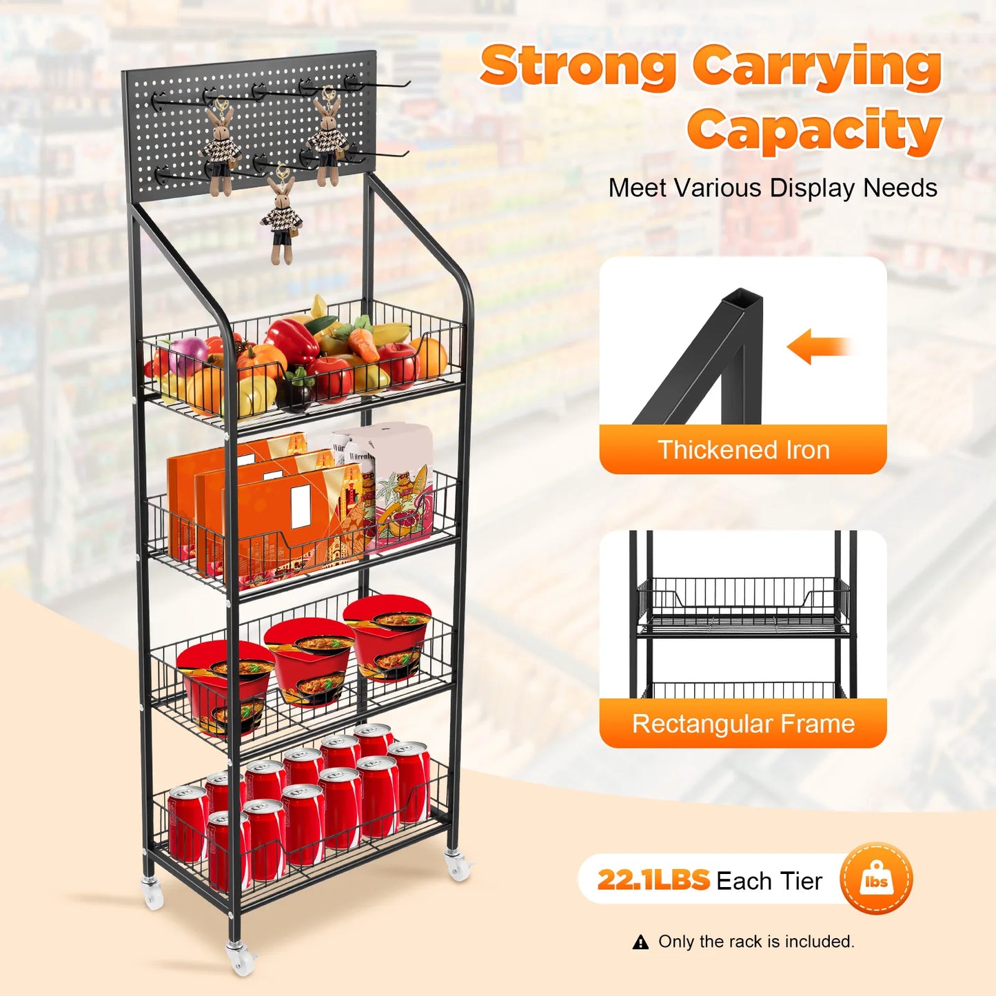 Bymaocar 4 Tier Wheel Display Rack For Retail Shelving
