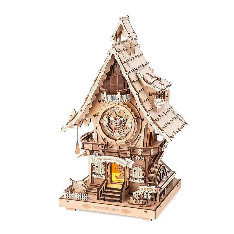 Robotime Rokr 3D Wooden Puzzle Cuckoo Clock Kit Forest