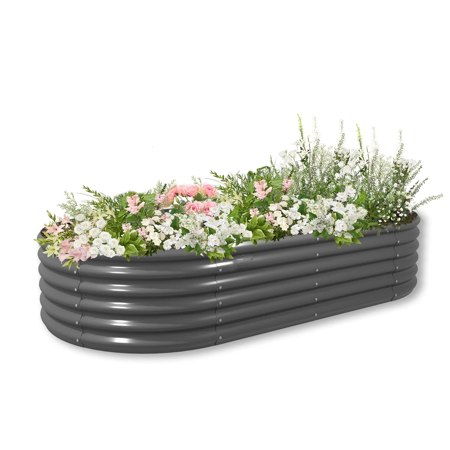 Tramull Galvanized Oval Raised Garden Bed Planter