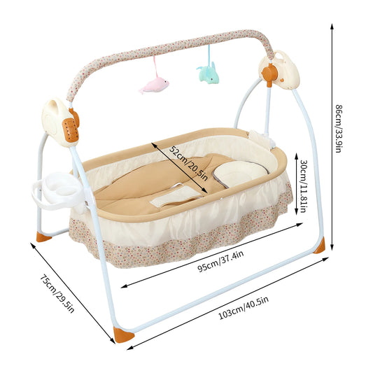 Foldable Electric Baby Cradle With Music Dual Control Mosquito Net