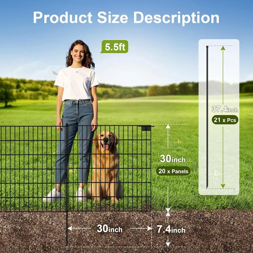 Dafify 20 Panels No Dig Decorative Garden Fence With Gate