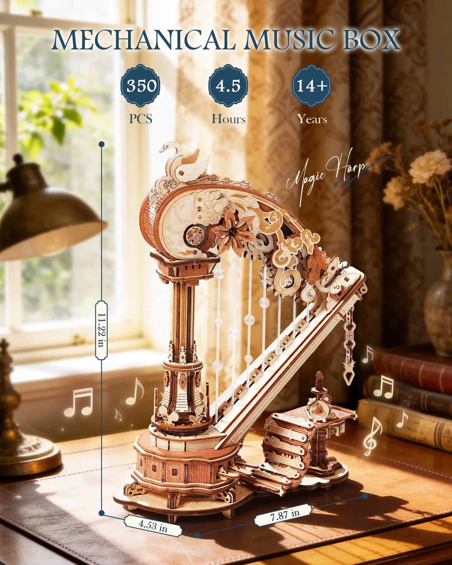 ROKR Magic Harp Music Box 3D Puzzle Kit Home Decor