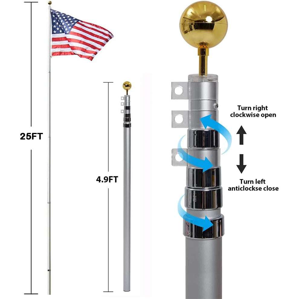 HiMISSH Heavy Duty Outdoor Flag Pole For In Ground Use