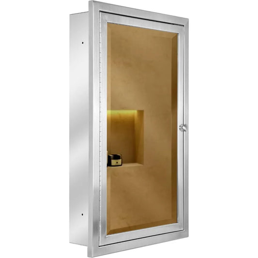 MKDK Recessed Medicine Cabinet Mirror Beveled Edge Storage