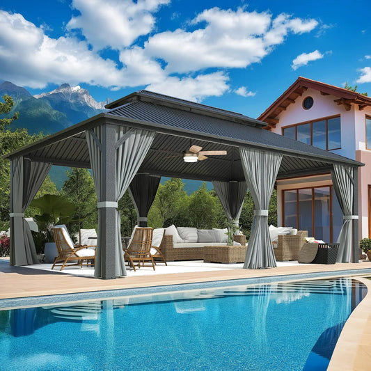 Polar Aurora Hardtop Gazebo With Aluminum Frame And Netting