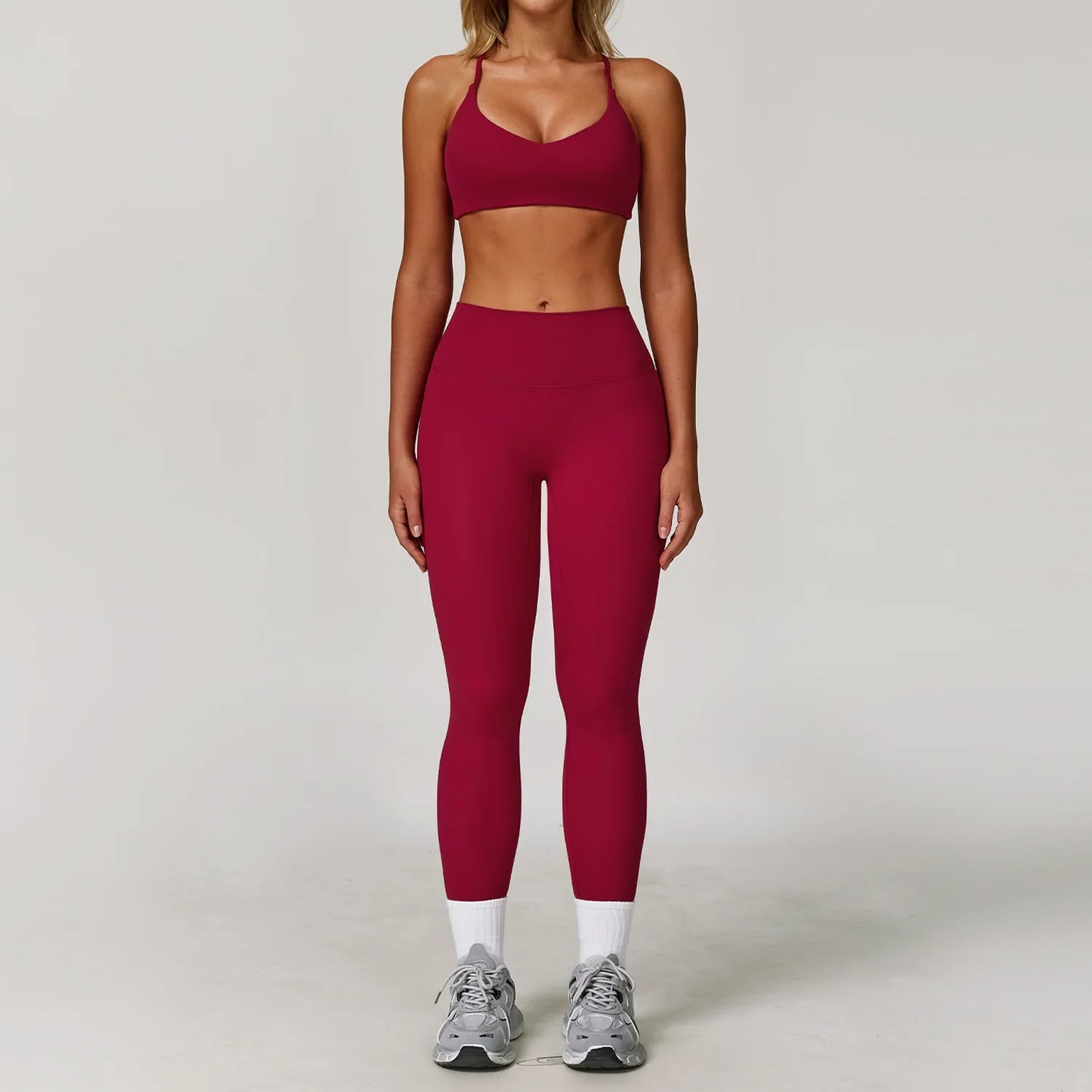 NONECN Womens Yoga Set 2 Piece Sportswear With High Waist Leggings