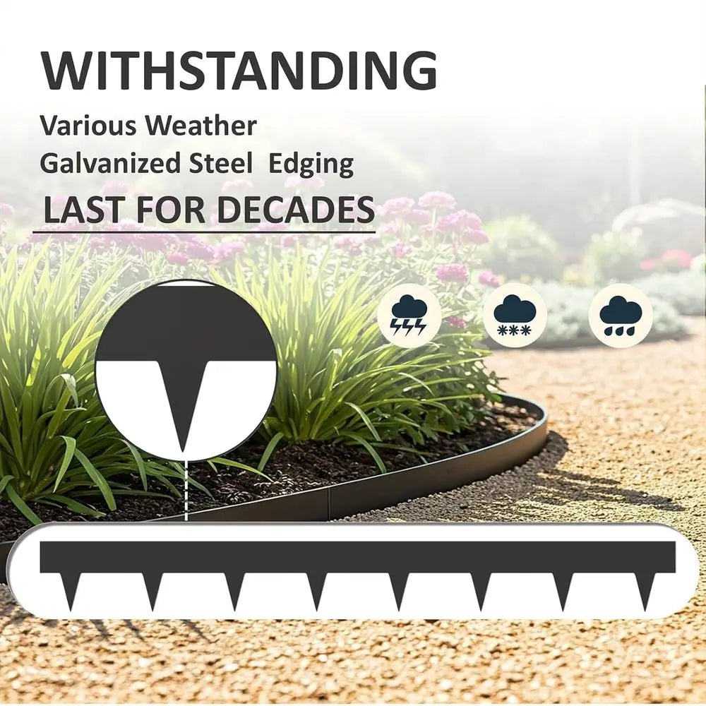 Galvanized Steel Landscape Edging With Stakes For Lawn And Garden