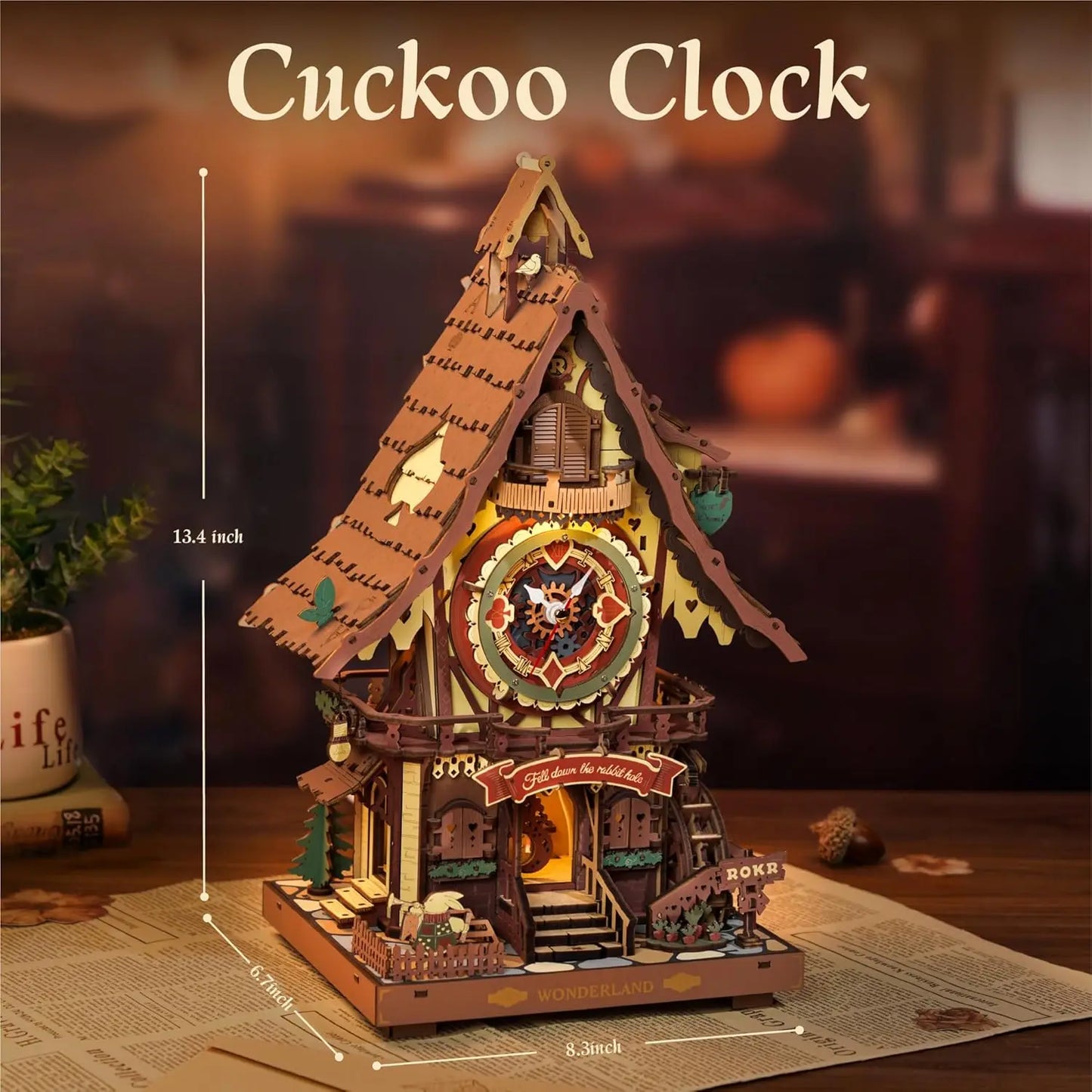 Robotime Rokr 3D Wooden Puzzle Cuckoo Clock Kit Forest