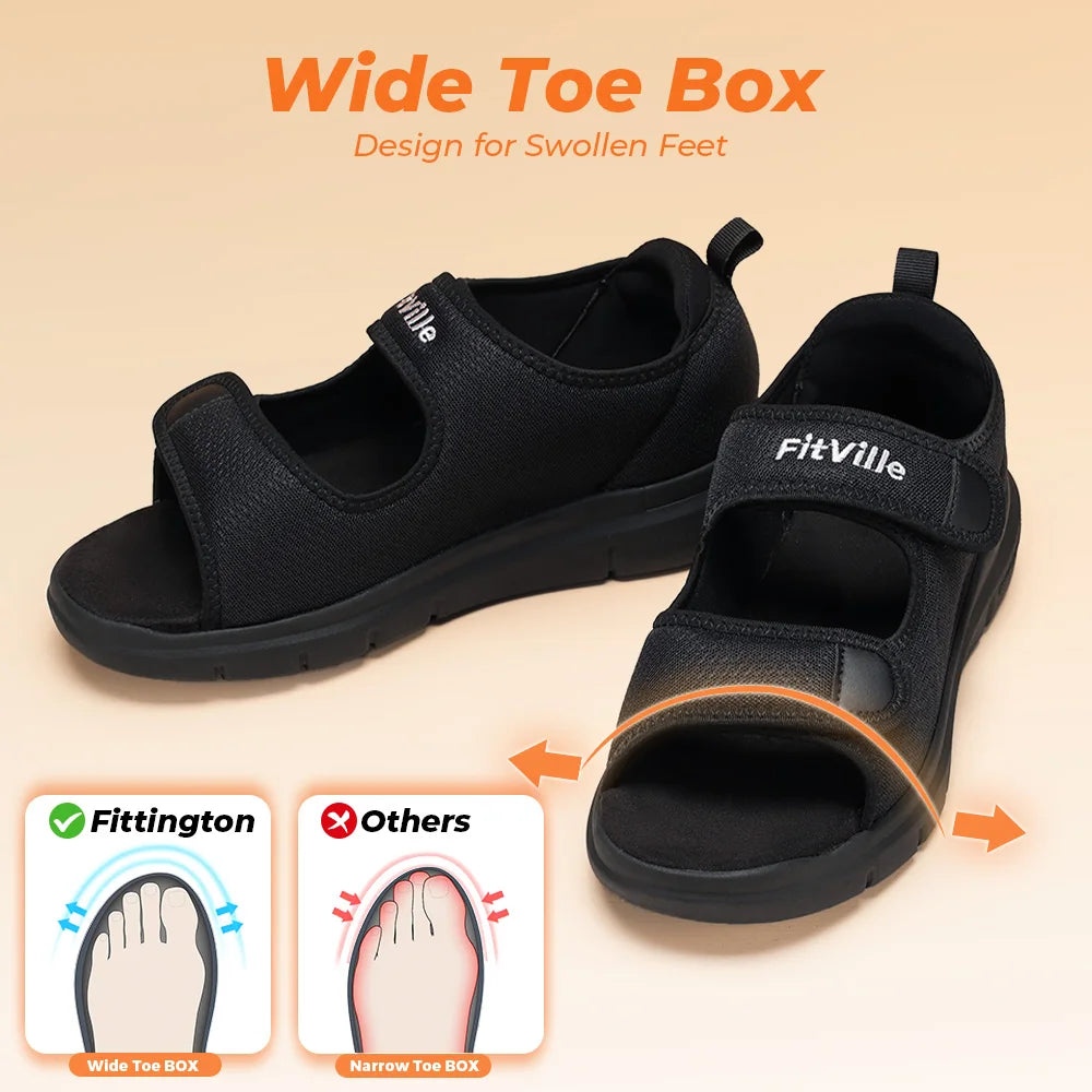 Fittington Men's Diabetic Sandals With Arch Support Breathable Comfort