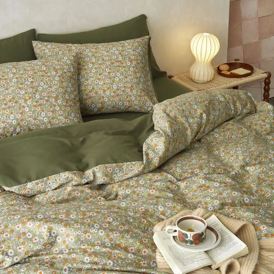 Floral Comforter Set 3 Piece Daisy Pattern Vintage Cottagecore Bedding