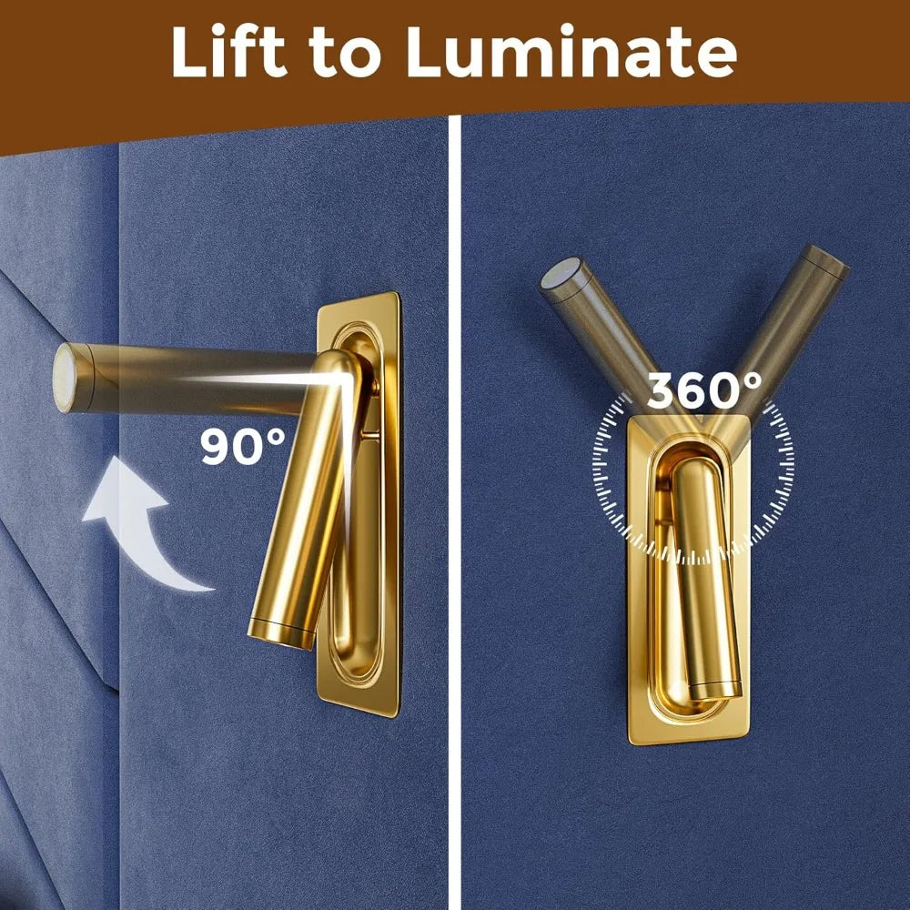 Luxury Platform Bed Frame With Headboard And LED Lights