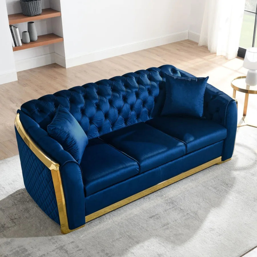 Hign-concerned Velvet Chesterfield Sofa Set For Living Room