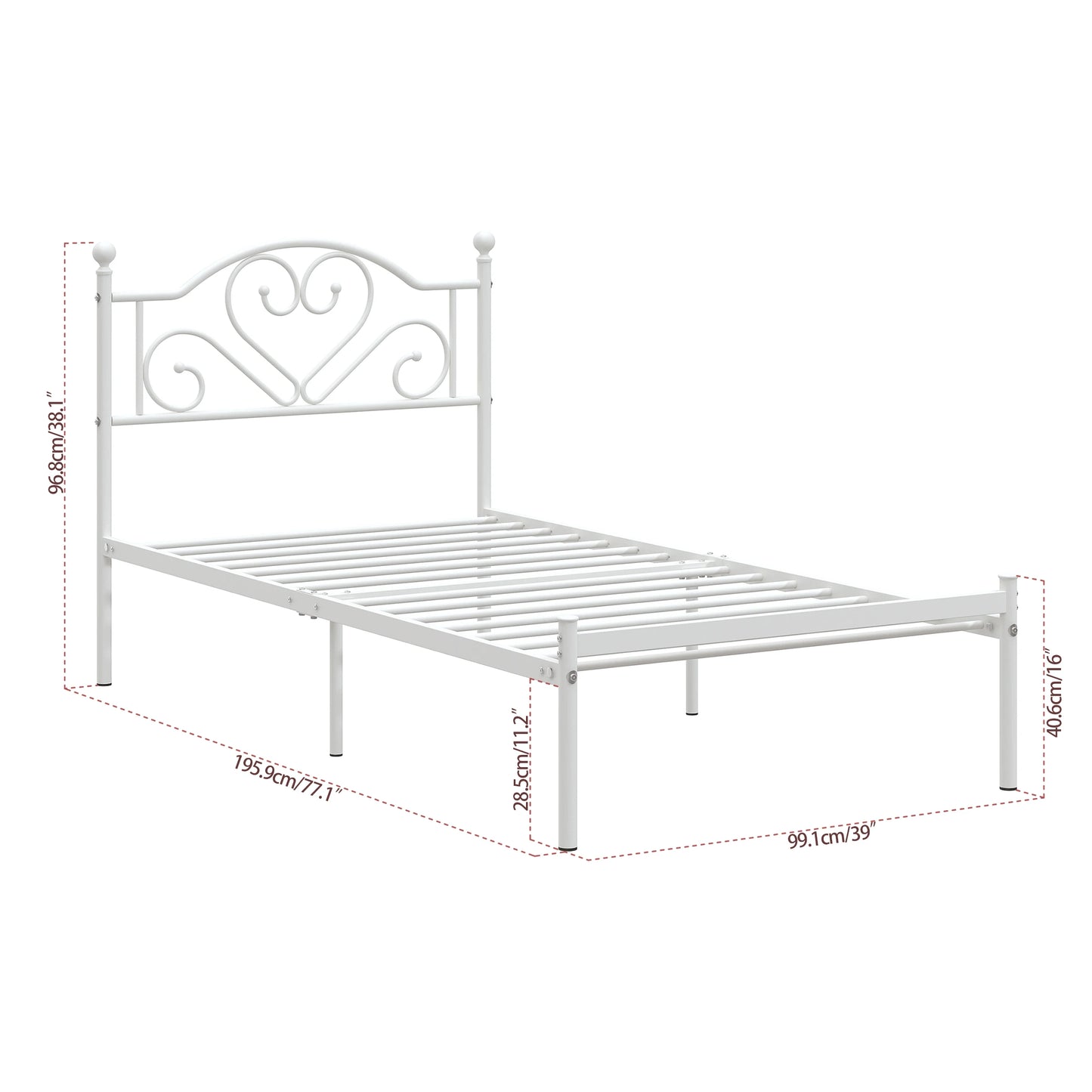 Merronix Heavy Duty Metal Platform Bed Frame With Headboard