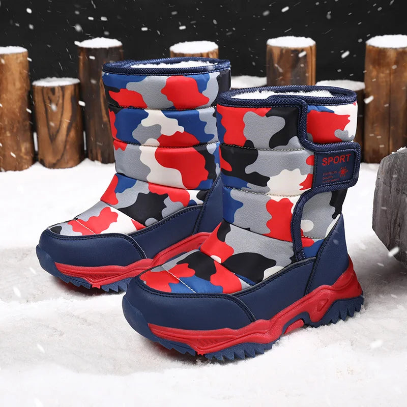Unisex Plush Winter Snow Boots Waterproof Non Slip