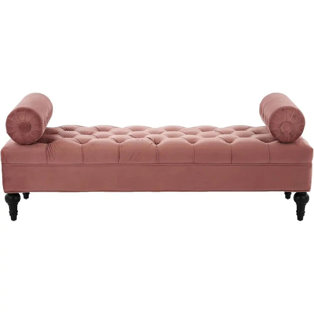 Reddis Velvet Upholstered Ottoman With Detachable Pillow For Living Room