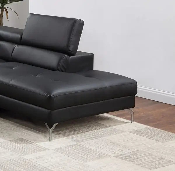 Combination L Shaped Sectional Sofa Faux Leather Chaise