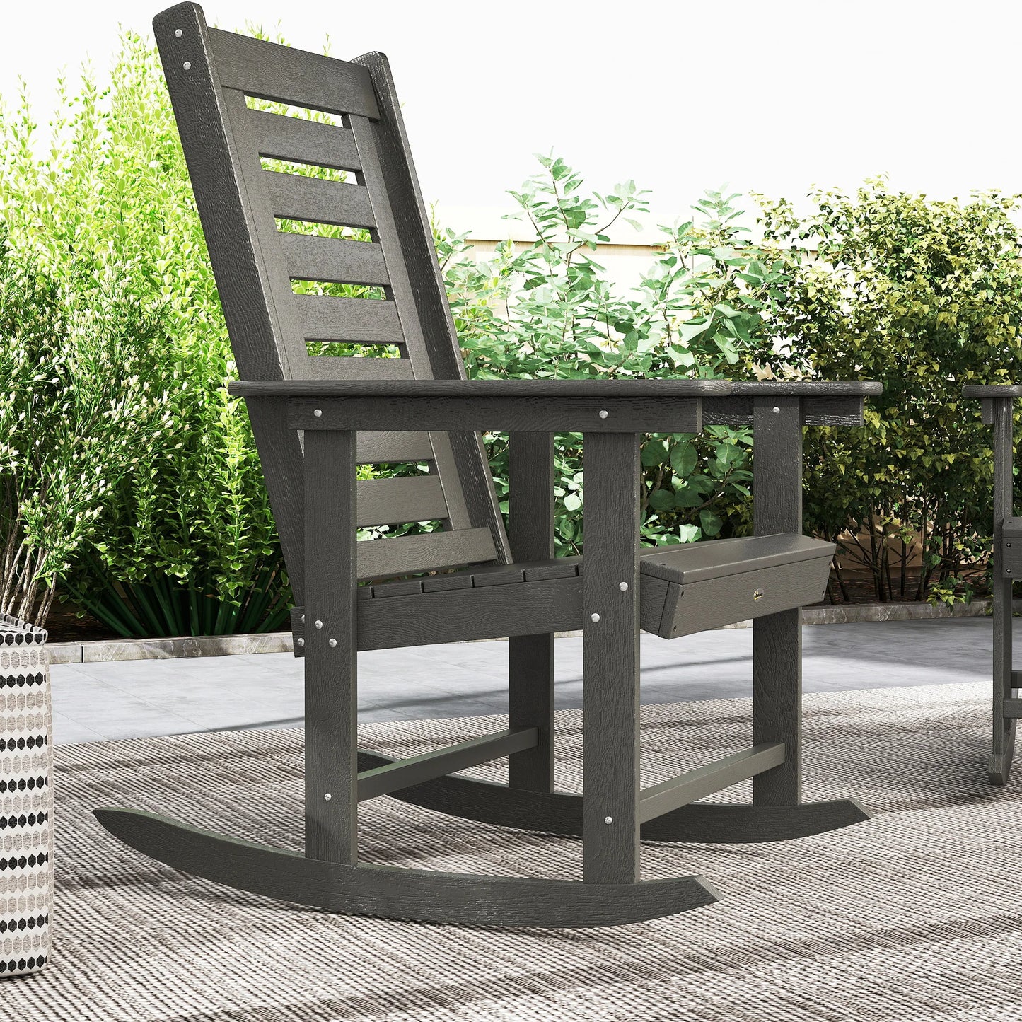 Outsunny Outdoor Patio Rocking Chairs Set With Metal High Back
