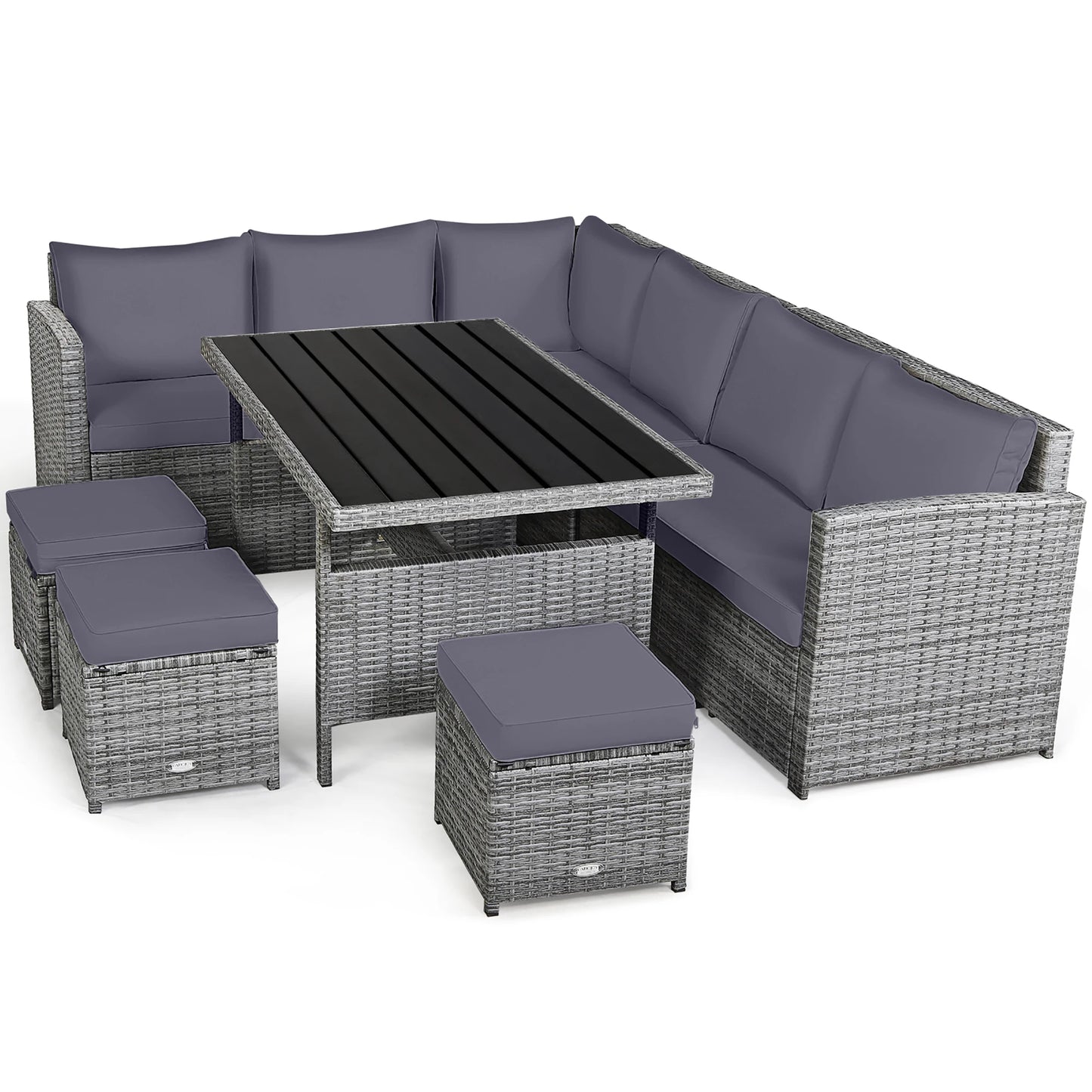 HOMASIS 7 Piece Patio Rattan Dining Set Outdoor Sectional Sofa