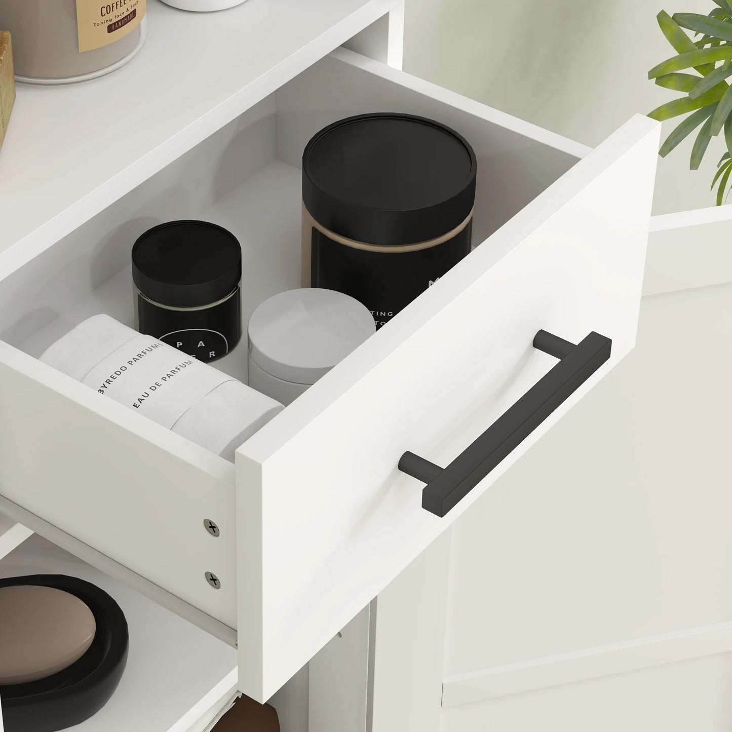 HOMCOM Bathroom Storage Cabinet With Drawer And Barn Doors