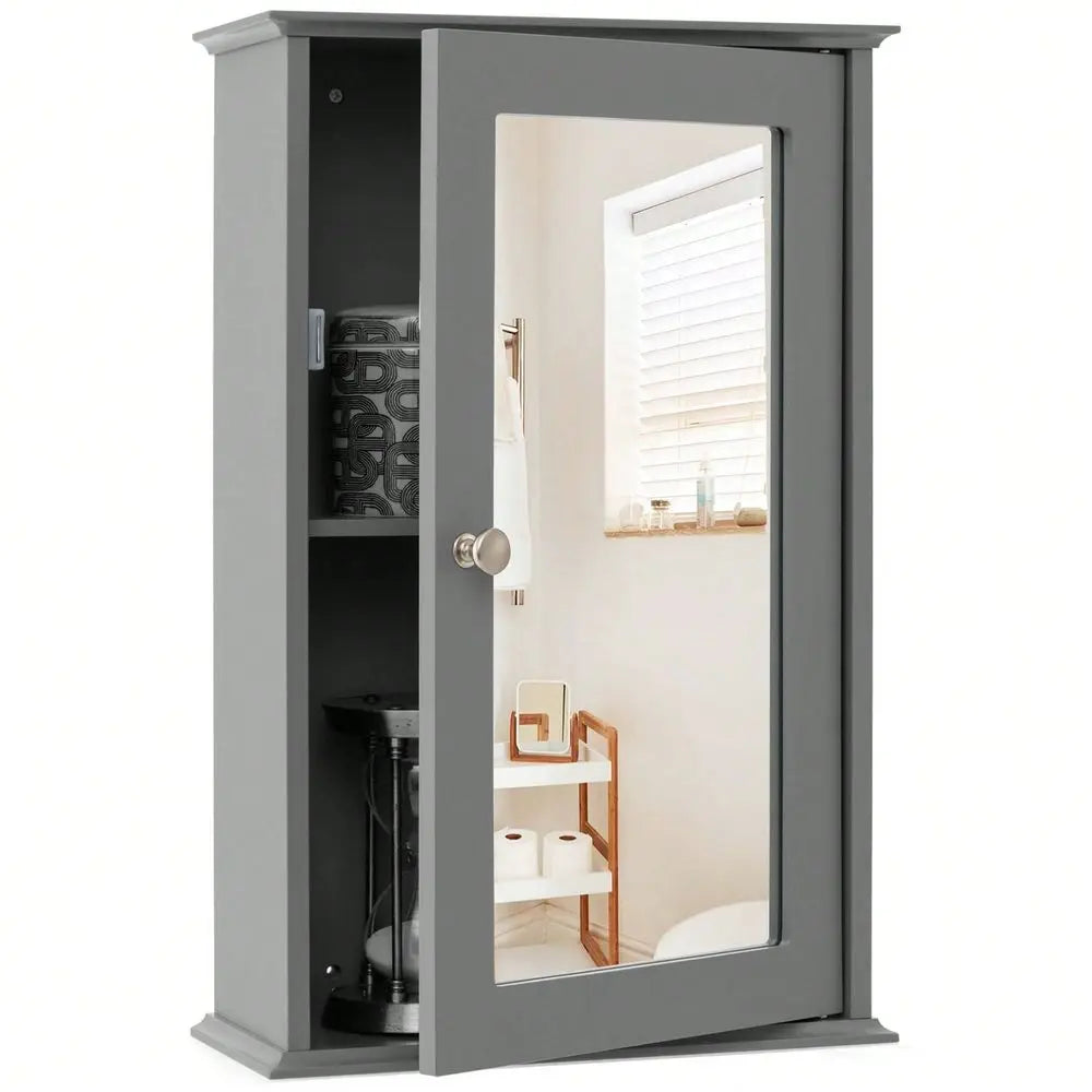 Lifezeal Bathroom Wall Cabinet Mirror Door Medicine Cabinet Wood Shelf