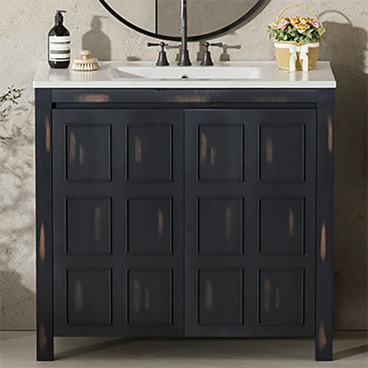 FIIBUU Solid Wood Bathroom Vanity Cabinet With Ceramic Sink
