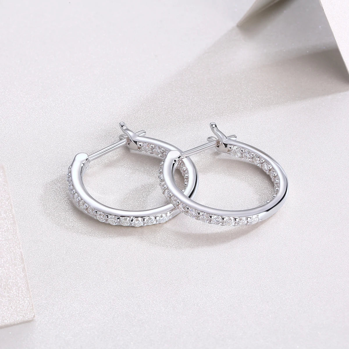 Moissanite Hoop Earrings 925 Silver 18K Gold-Plated