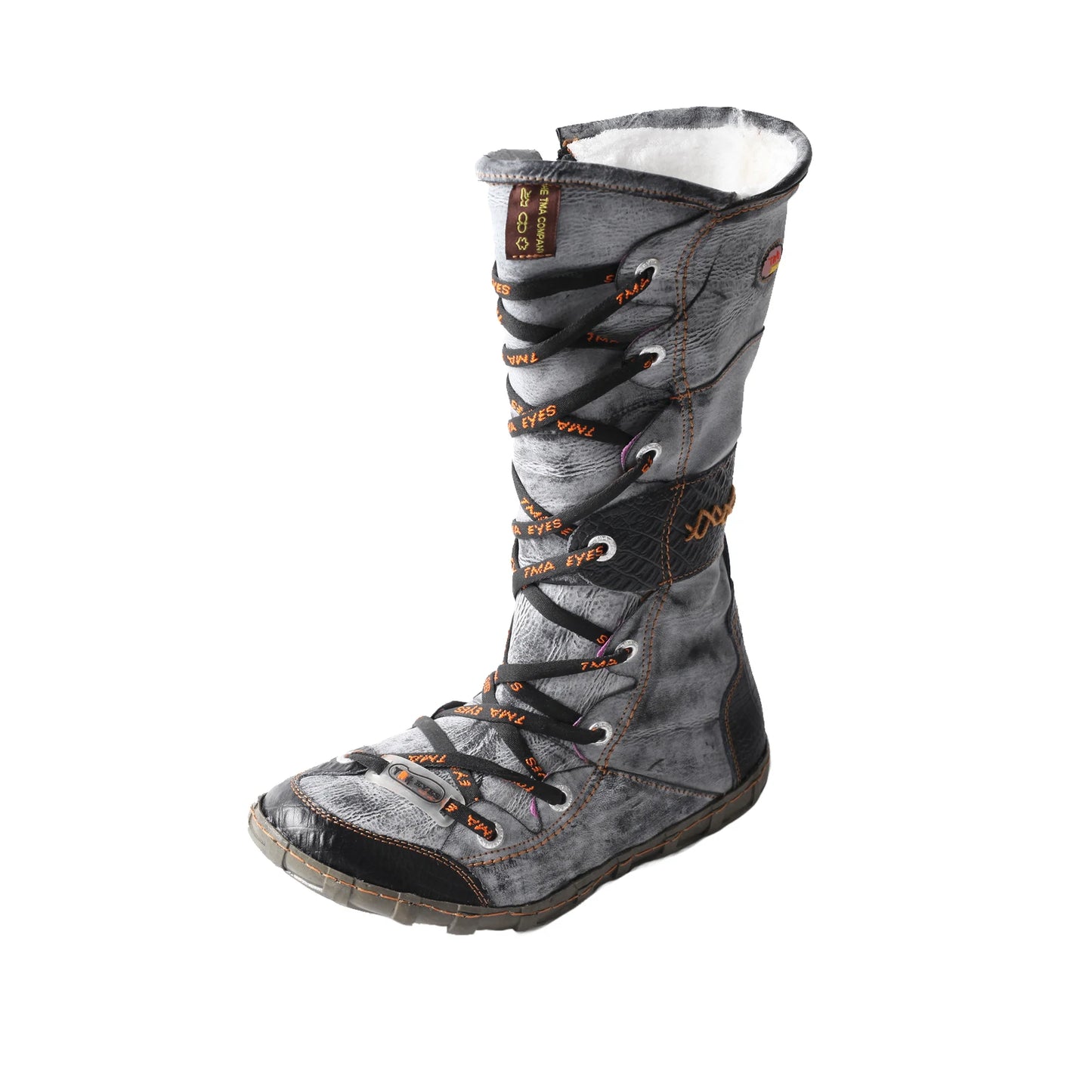 TMA EYES Knee-High Winter Boots With Contrast Stitch Side Zip