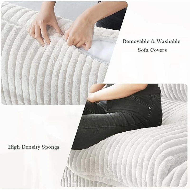 Sdorens Plush Fabric Sectional Sofa U Shaped Couch Set