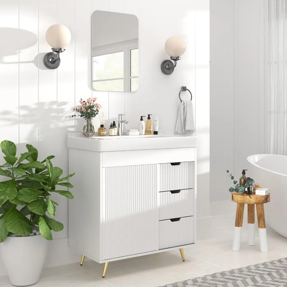 Modern Bathroom Vanity Cabinet With Sink And Mirror