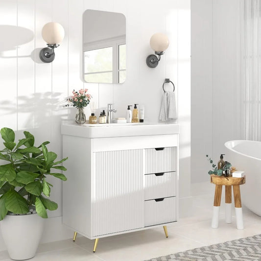 Modern Bathroom Vanity Cabinet With Sink And Mirror