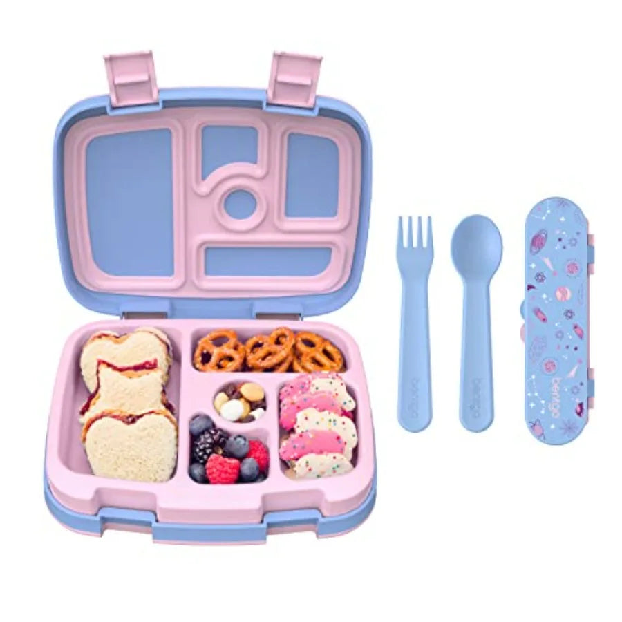 Kids Prints 5-Compartment Bento Lunch Box With Utensils