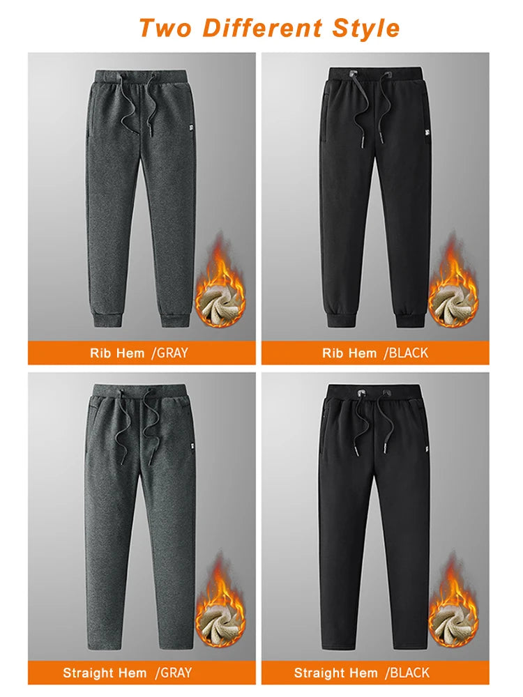 Anbican Winter Men's Fleece Joggers With Zip Pockets