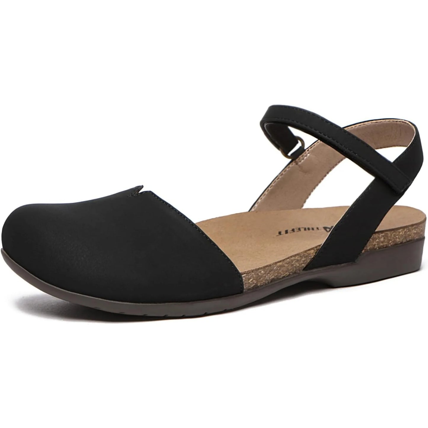 Womens Cork Footbed Closed Toe Sandals With Arch Support