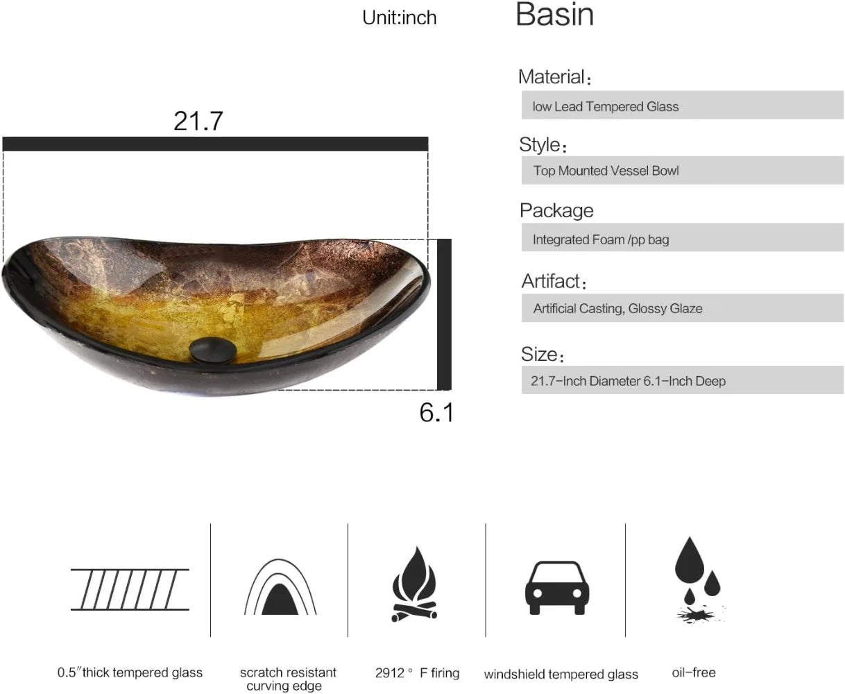 Capacity 30 Inch Wall Mounted Vanity Gold Boat Vessel Sink