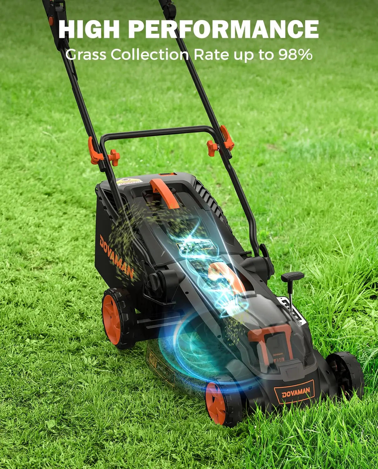 DOVAMAN 40V Brushless Lawn Mower with Mulching and Bagging