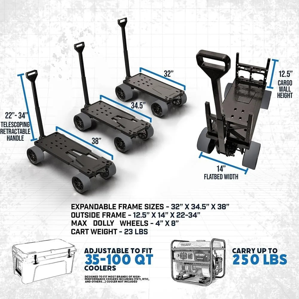 Collapsible Outdoor Utility Wagon Heavy Duty Dolly 250 Lb Capacity Made In USA Durable Construction