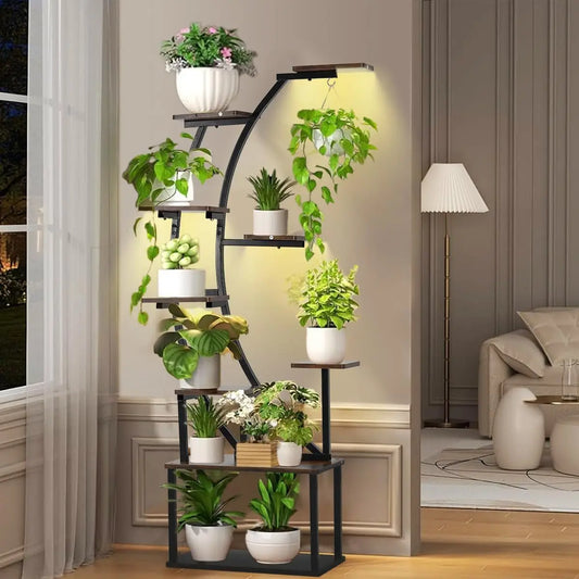 Hign-concerned Grow Light Plant Stand 9-Tier Metal Rack