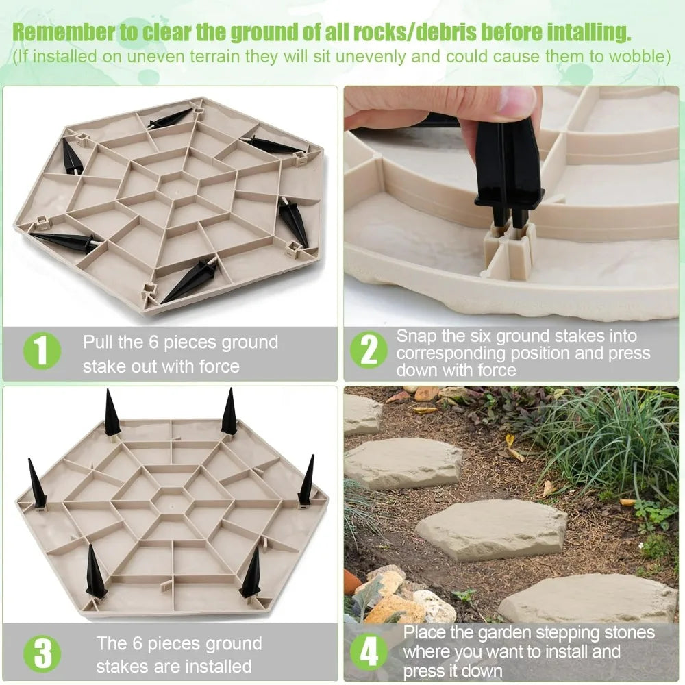 Color Garden Pathway Stepping Stones With Ground Stakes