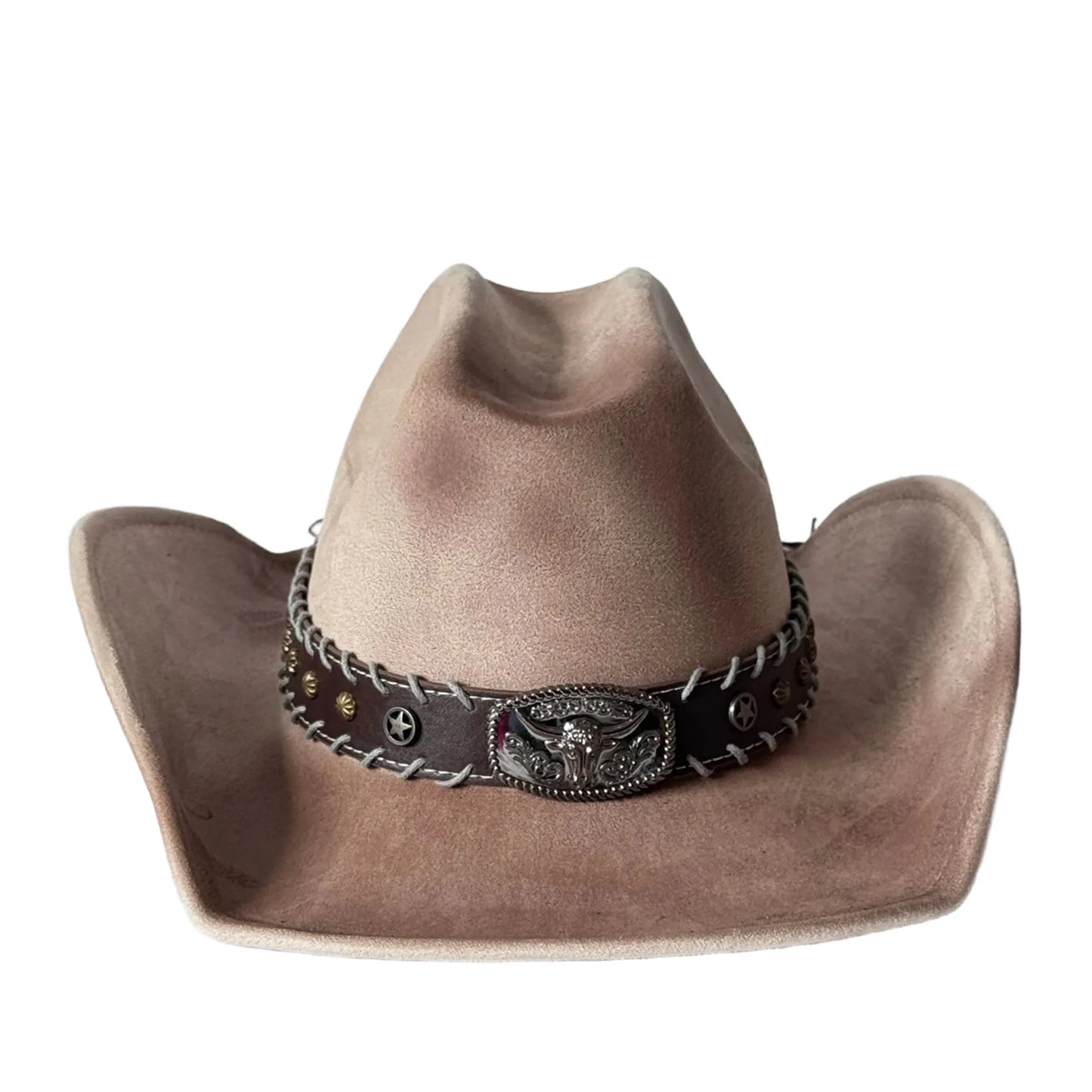 Classic Cowboy Hat With Wide Brim Concho Band Unisex