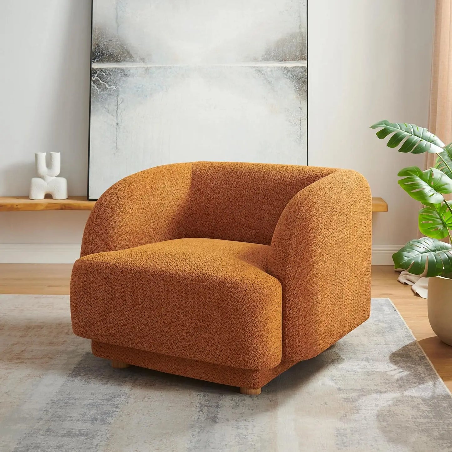 HUANZHUANG Modern Upholstered Living Room Chair With Wood Legs For Home Comfort And Style